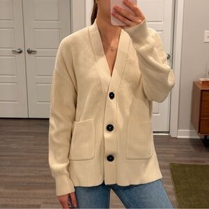 Zara Cream Chunky Knit Cardigan Oversized Button Front